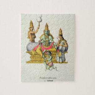 Rama, graviert von du Bouisi (Farbelitho) Puzzle