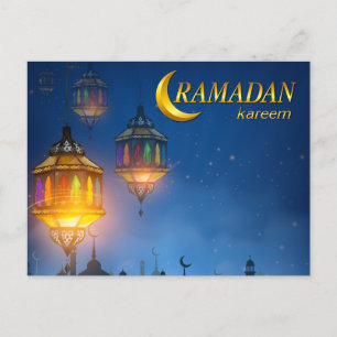 Ramadan Blue Colorful Lanterns Postkarte