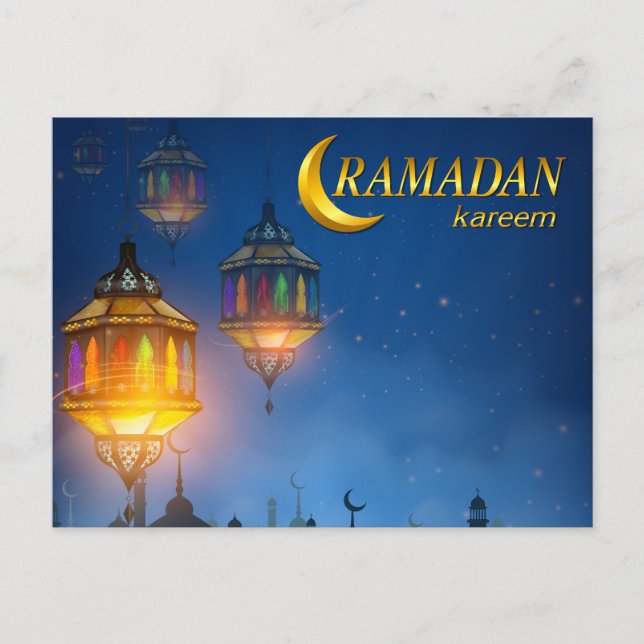 Ramadan Blue Colorful Lanterns Postkarte (Vorderseite)