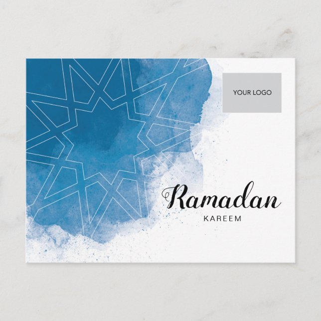 Ramadan Corporate Postcard - Blue Einladungspostkarte (Vorderseite)