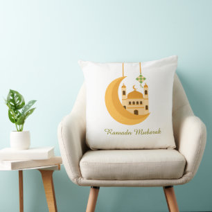 Ramadan-Eid-Moschee- und Mond-Akzentschoner Kissen