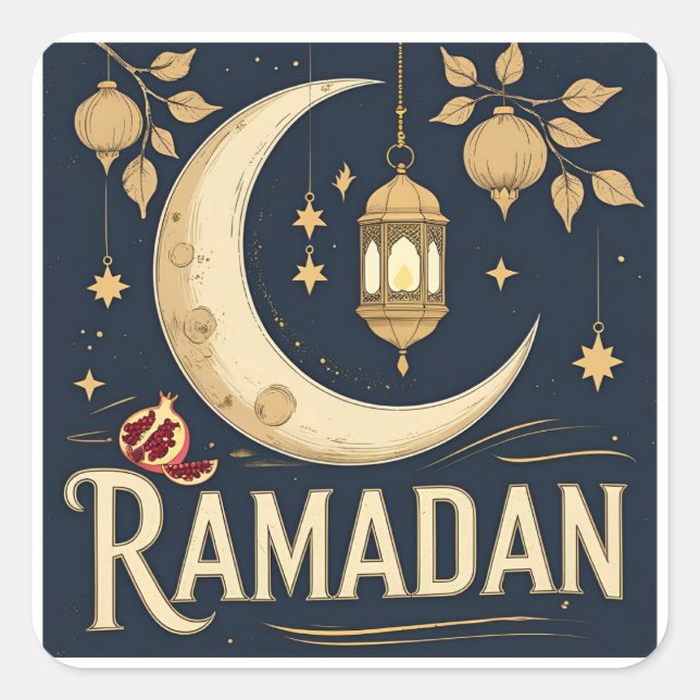 Ramadan fängt das Licht, den Rhythmus. Quadratischer Aufkleber (Vorderseite)