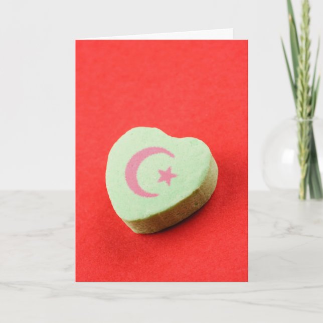 Ramadan Green Candy Heart Crescent Moon und Star Karte (Vorderseite)