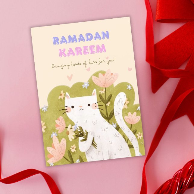 Ramadan Kareem Cat Colorful Blume Card Karte (Von Creator hochgeladen)