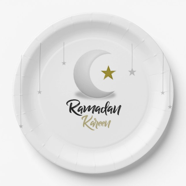 Ramadan Kareem Crescent Design - Islamischer Mubar Pappteller (Vorderseite)