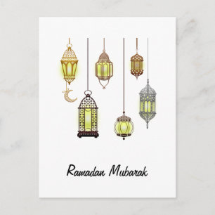 Ramadan Kareem Crescent Lanterns Mubarak Islamic Postkarte