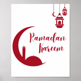 Ramadan Kareem Crescent Moon & Lantern Wall Print Poster