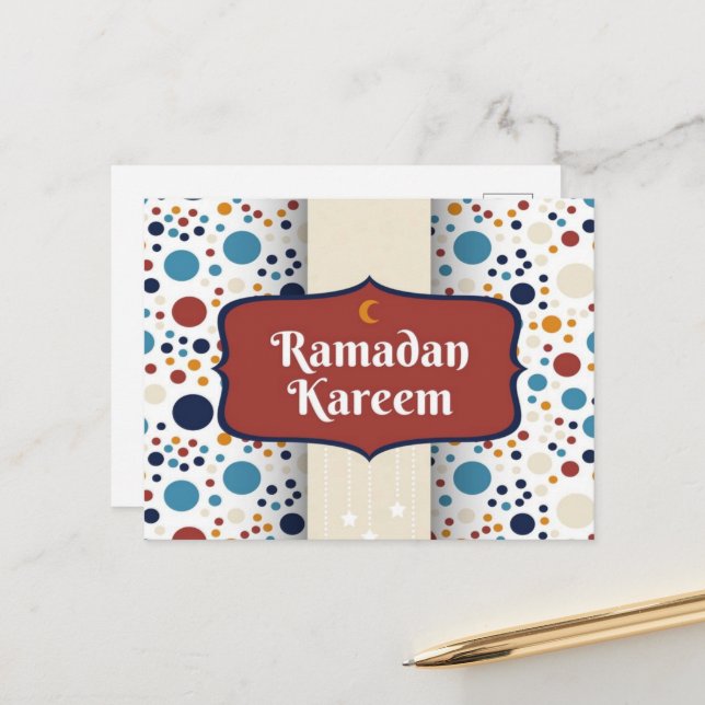 Ramadan Kareem Crescent Postkarte (Vorderseite/Rückseite Beispiel)