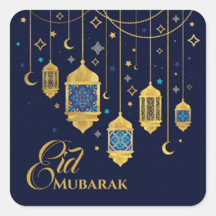 Ramadan Kareem -Eid Mubarak - Happy Eid Quadratischer Aufkleber