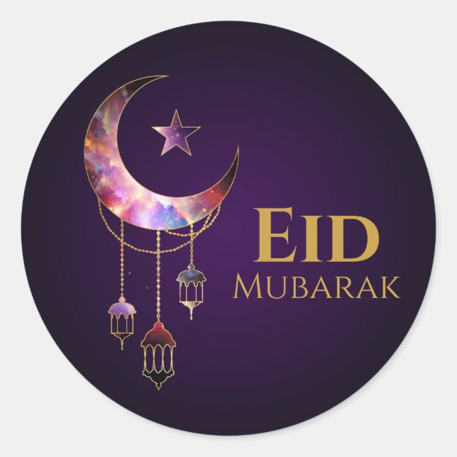 Ramadan Kareem -Eid Mubarak - Happy Eid Runder Aufkleber (Vorderseite)