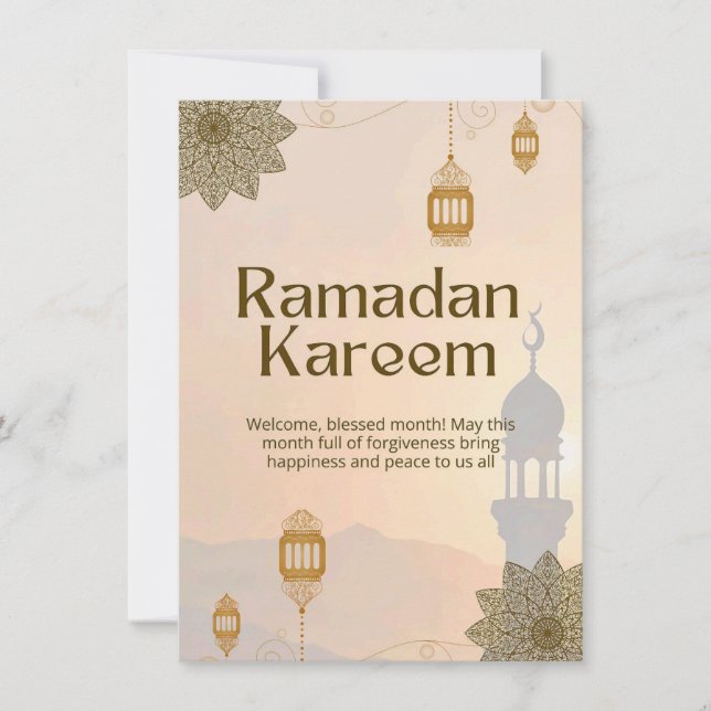 Ramadan Kareem Elegante islamische Grußkarte – Gol Einladung (Vorderseite)