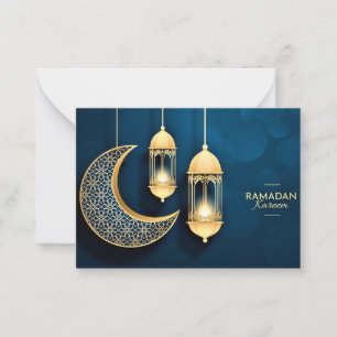 Ramadan Kareem Gold Crescent und Laterne Mitteilungskarte