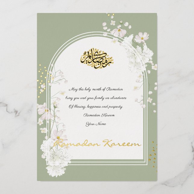 Ramadan Kareem Gold Foil Islamic Invitation Card Folieneinladung (Vorderseite)