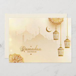Ramadan Kareem Golden Crescent und Laterne Feiertagskarte
