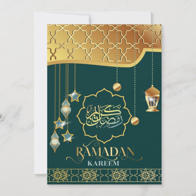 Ramadan Kareem Golden Green Arabic Calligraphy Karte (Vorderseite)
