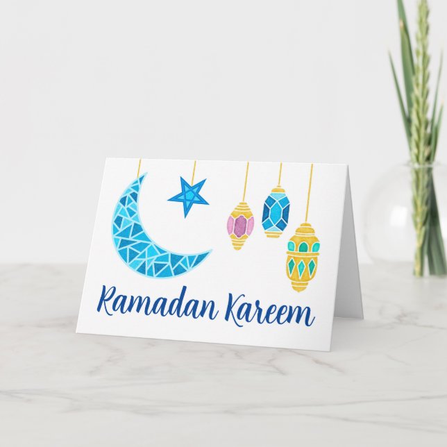 Ramadan Kareem Grüße mit Fanoos und Moon Karte (Vorderseite)