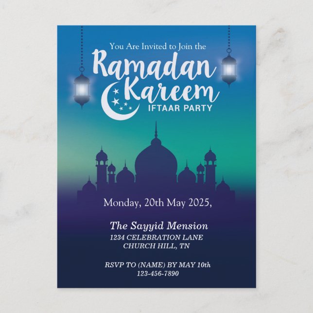 Ramadan Kareem Iftar Party Invitation Postkarte (Vorderseite)