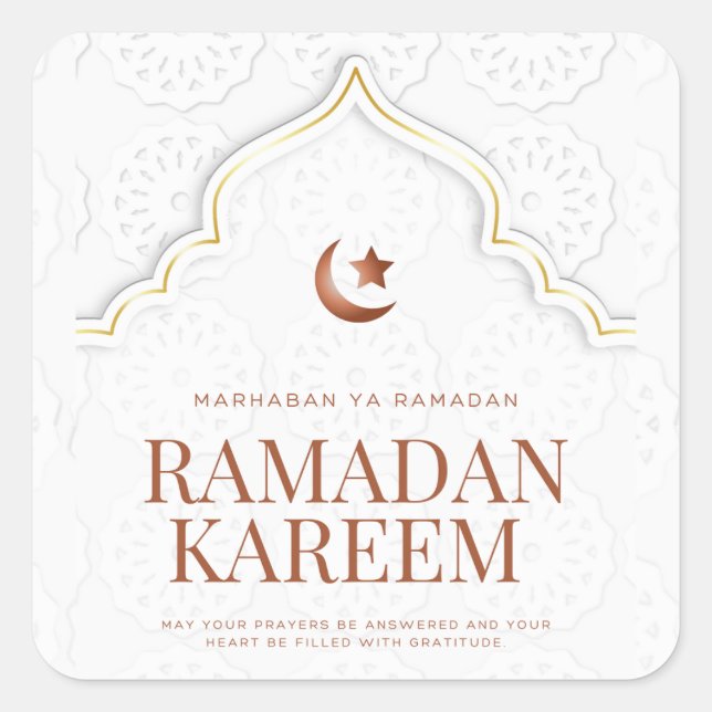 Ramadan Kareem Islamic Archway Art Quadratischer Aufkleber (Vorderseite)