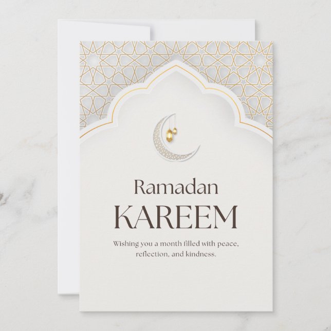 Ramadan Kareem Lantern & Crescent Art Feiertagskarte (Vorderseite)