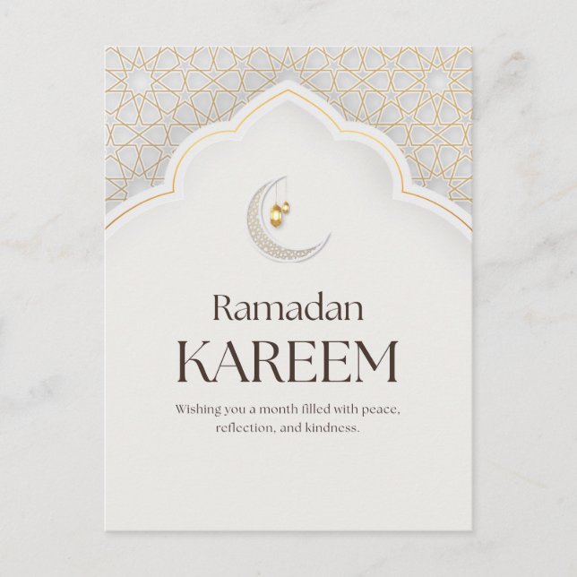 Ramadan Kareem Lantern & Crescent Art Feiertagspostkarte (Vorderseite)
