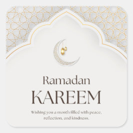 Ramadan Kareem Laterne & Halbmond Kunst Quadratischer Aufkleber