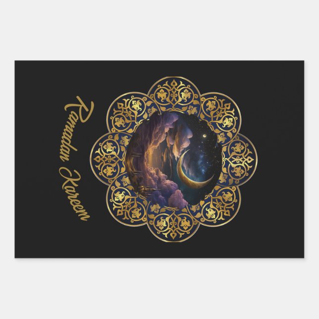 RAMADAN KAREEM MUBARAK 2024 EID MUBARAK GESCHENKPAPIER SET (Vorderseite)