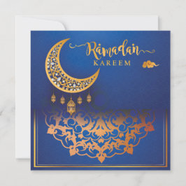 Ramadan Kareem Mubarak Blue & Golden 5 Feiertagskarte