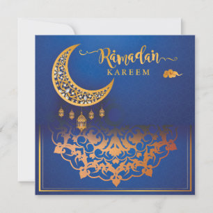 Ramadan Kareem Mubarak Blue & Golden 5 Feiertagskarte