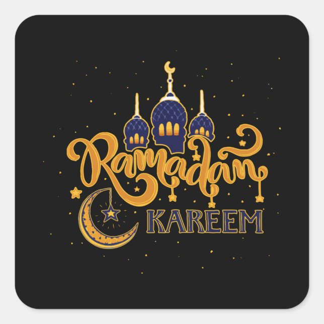 Ramadan Kareem Mubarak Fasting Quadratischer Aufkleber (Vorderseite)