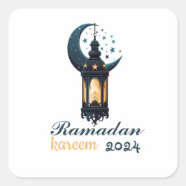 Ramadan Kareem Mubarak Lantern ramadan 2024 Quadratischer Aufkleber