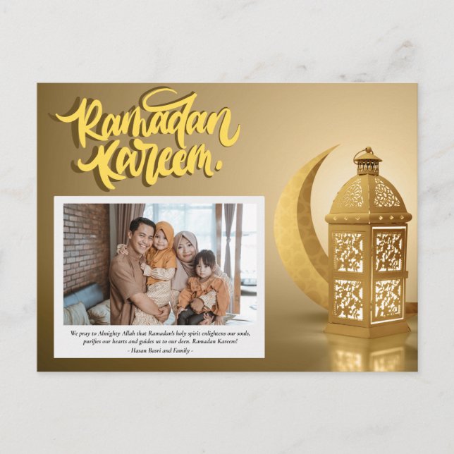 Ramadan Kareem Personalisiert Foto Text Feiertagspostkarte (Vorderseite)