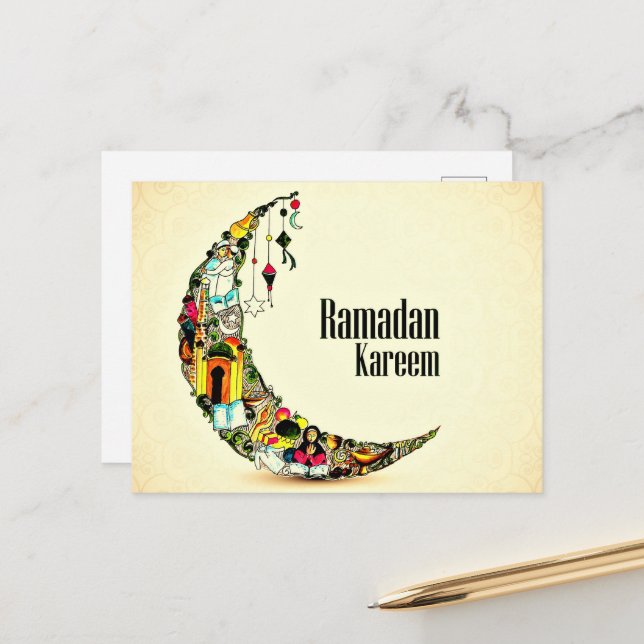 Ramadan Kareem Postkarte (Vorderseite/Rückseite Beispiel)