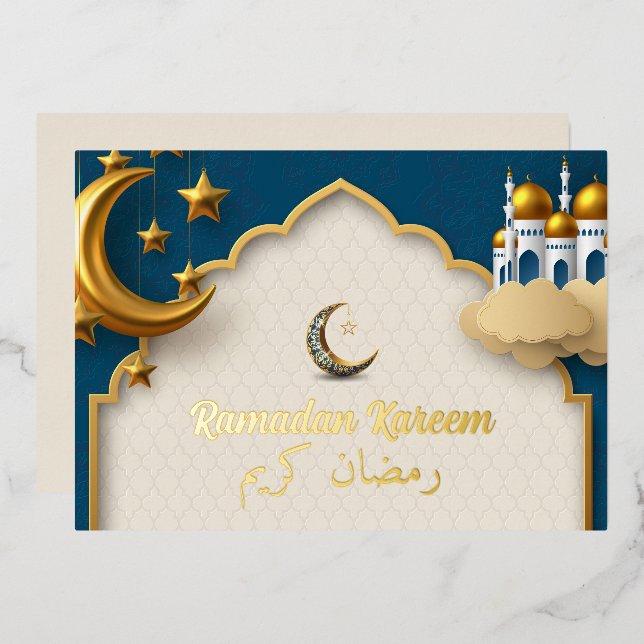 Ramadan Kareem Ramadan Mubarak Foil Einladung (Vorderseite/Rückseite)