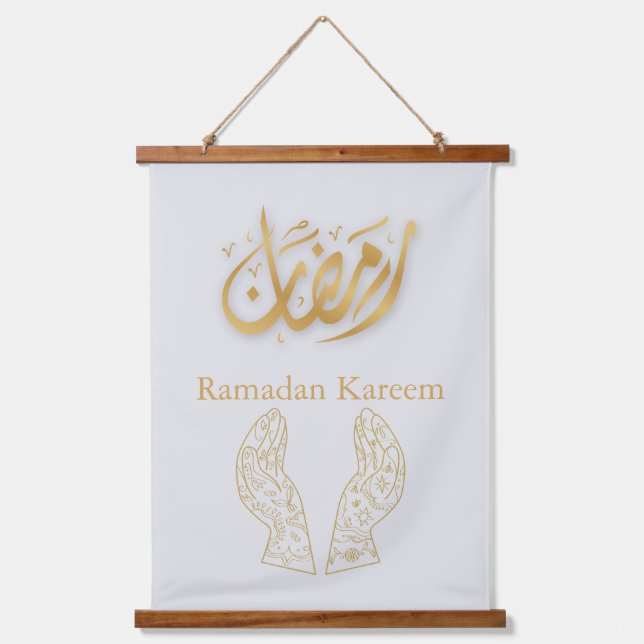Ramadan Kareem Ramadan Mubarak Wandteppich Mit Holzrahmen (Vorderseite)