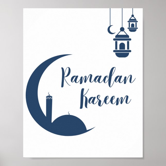 Ramadan Kareem Red Crescent & Lantern Islamic Wall Poster (Vorne)