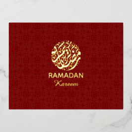 Ramadan Kareem Red & Gold Foil Postcard Elegant  Folien Feiertagspostkarte