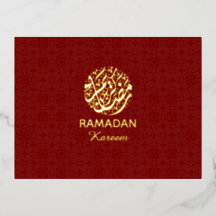 Ramadan Kareem Rot & Gold Folienpostkarte Elegant