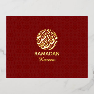 Ramadan Kareem Rot & Gold Folienpostkarte Elegant Folien Feiertagspostkarte