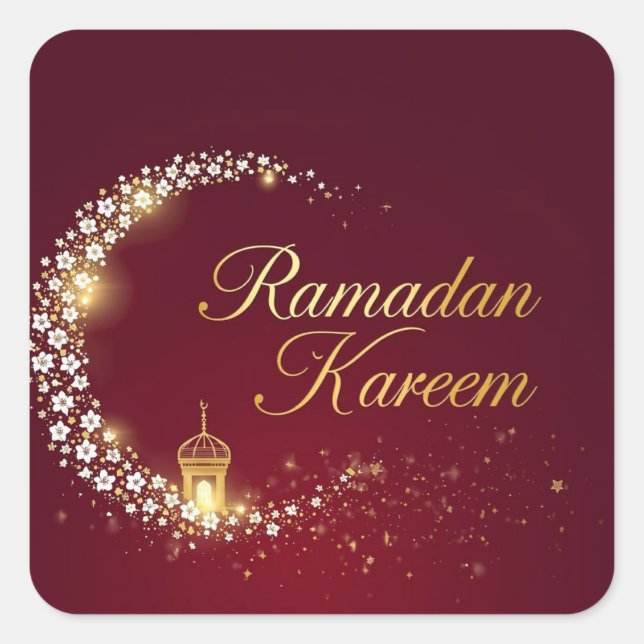 Ramadan Kareem Rundsticker-Geschenk Quadratischer Aufkleber (Vorderseite)