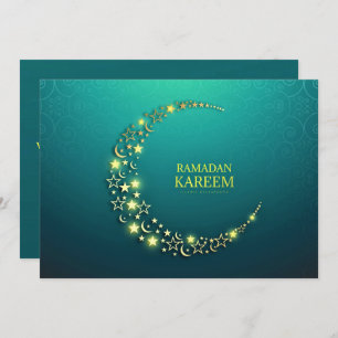 Ramadan Kareem Starry Gold Crescent Feiertagskarte