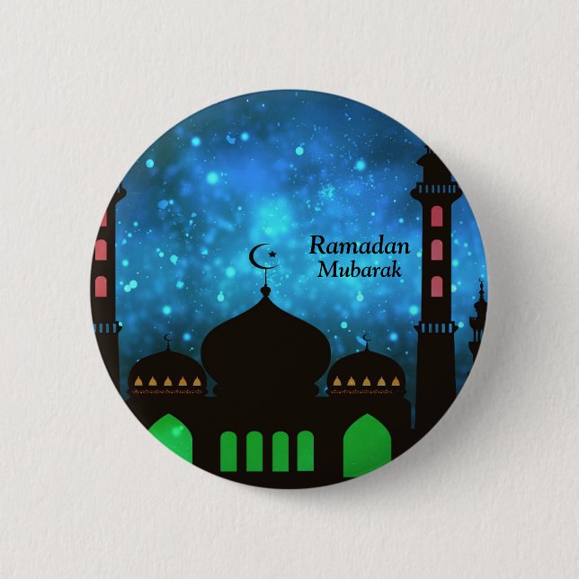 Ramadan Kareem Typografie Islamischer Crescent Tex Button (Vorderseite)