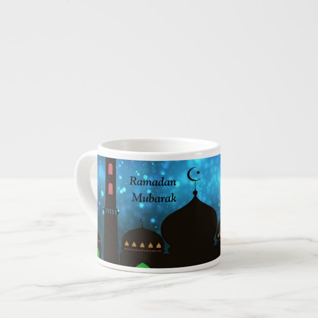 Ramadan Kareem Typografie Islamischer Crescent Tex Espressotasse (Vorderseite Links)