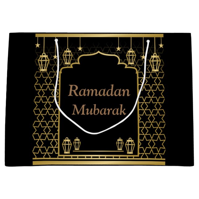 Ramadan Kareem Typografie Islamischer Crescent Tex Große Geschenktüte (Vorderseite)