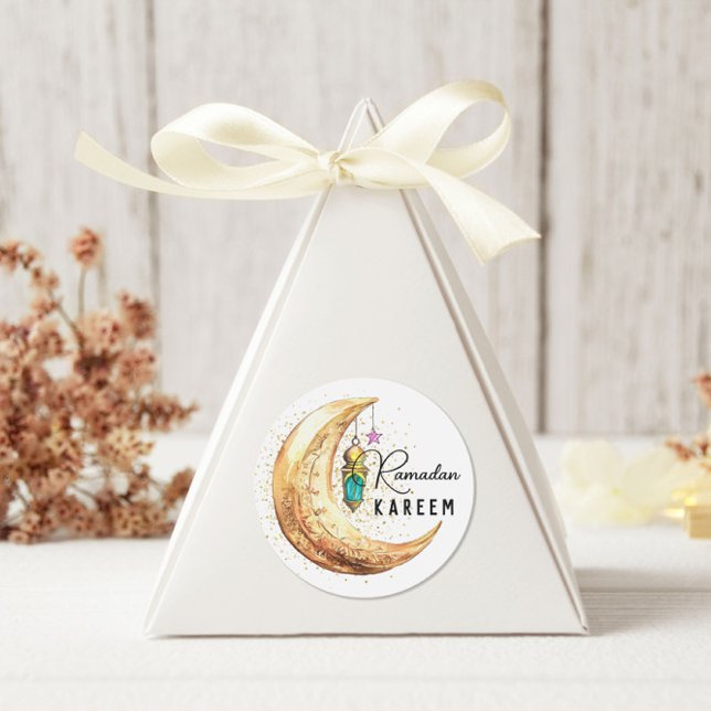 Ramadan Kareem Watercolor Crescent Moon Runder Aufkleber (Von Creator hochgeladen)