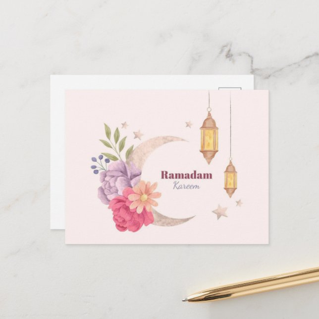 Ramadan Kareem Watercolor Postkarte (Vorderseite/Rückseite Beispiel)