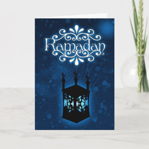 Ramadan-Kartenblau mit Lampe Karte