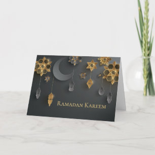 Ramadan Lanterns, Mond, Blume, schwarz Karte