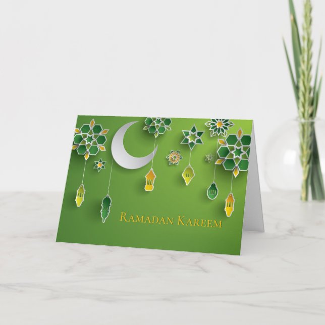 Ramadan Lanterns, Moon, Blume, Grüne Karte (Vorderseite)
