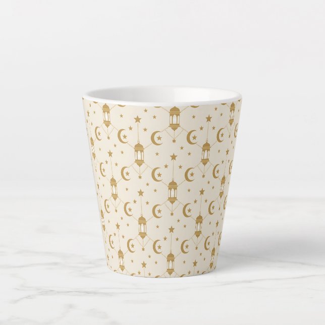 Ramadan-Laternen & Halbmond nahtlos  Milchtasse (Vorderseite)