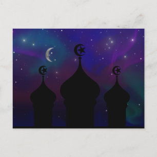 Ramadan Moschee mit Magischer Night Sky Postkarte